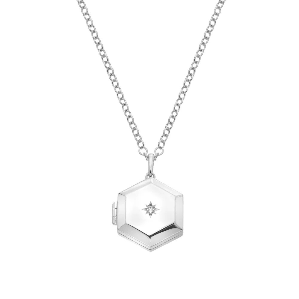Hot Diamonds Náhrdelník s diamantem Hexagon Much Loved DP1100 (řetízek, přívěsek)