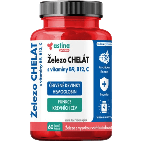 Astina Železo CHELÁT s vitaminy B9 B12 C cps.60