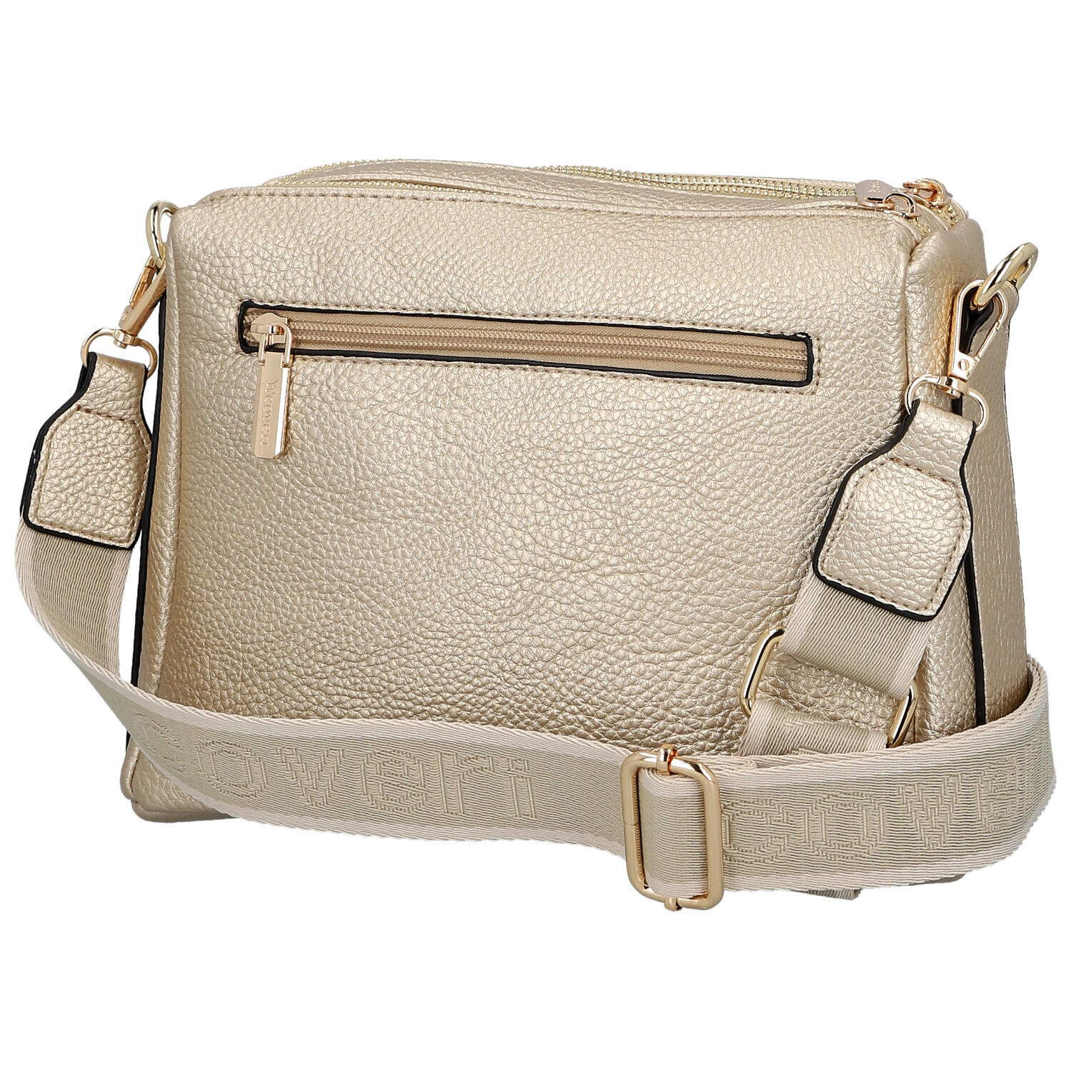 Trendy dámská koženková crossbody kabelka Chiara, zlatá
