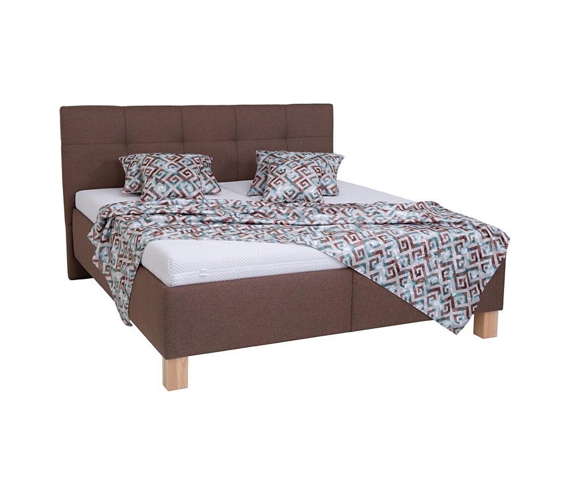 Čalouněná postel s matrací a úložným prostorem MARIA 180x200 cm hnědá 8590828931386