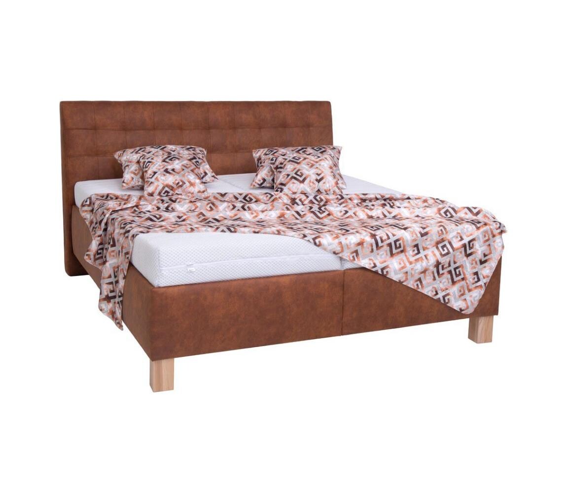 Čalouněná postel s matrací a úložným prostorem VIOLET 160x200 cm koňaková hnědá 8590828932383