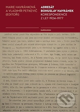 Adresát Bohuslav Havránek - Marie Havránková