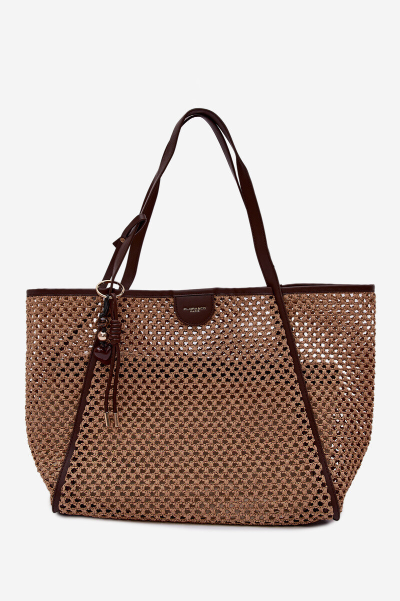 Flora&Co Pletená plážová taška s přívěskem