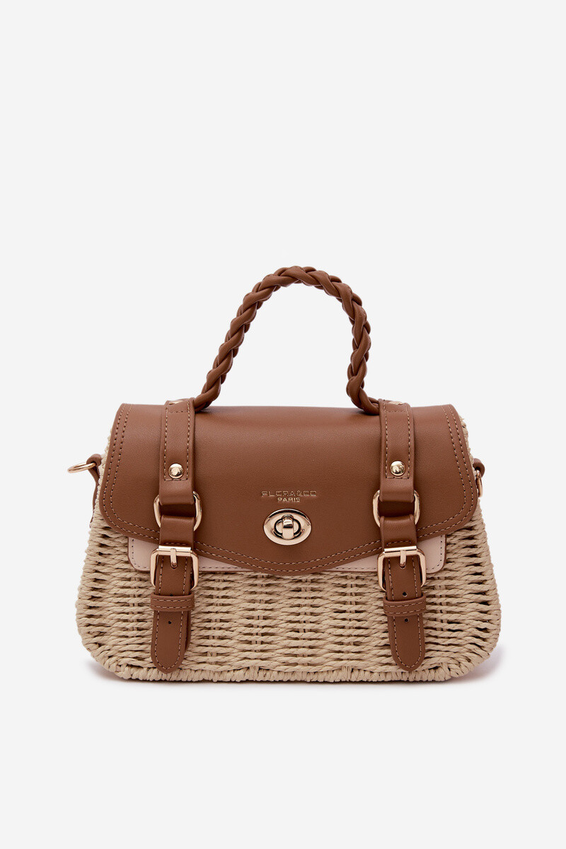Flora&Co malá béžovo-hnědá pletená taška Marline