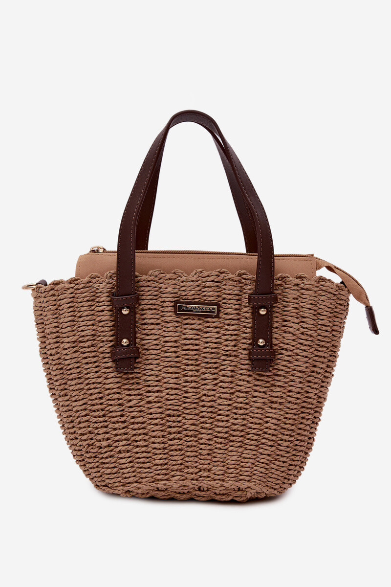 Flora&Co Lucienne Hnědá Pletená Košíková Taška