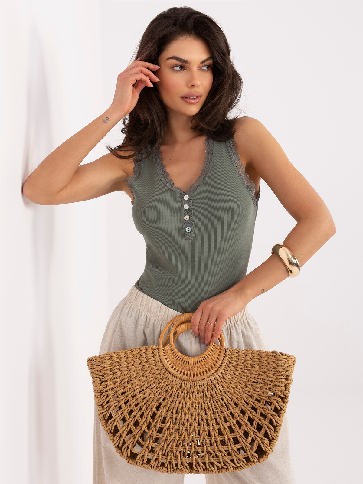 Khaki bavlněný top