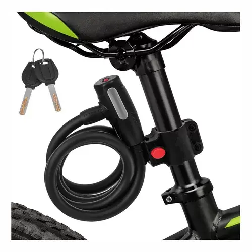 Ocelový zámek na kolo 150 cm, 12 mm silné lano