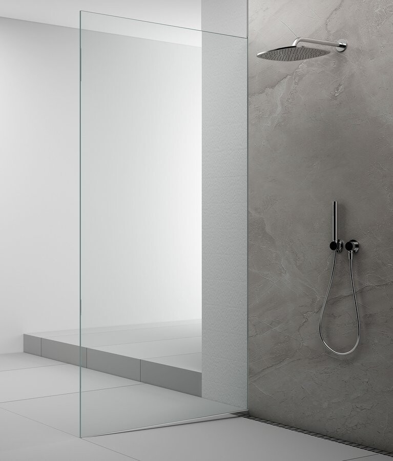 Polysan ARCHITEX sada pro uchycení skla podlaha-stěna se spádovou lištou, 1615x2105mm, levá, leštěný hliník
