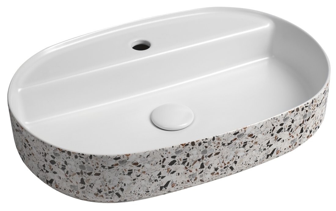 Isvea INFINITY OVAL keramické umyvadlo na desku, 60x40cm, terrazzo