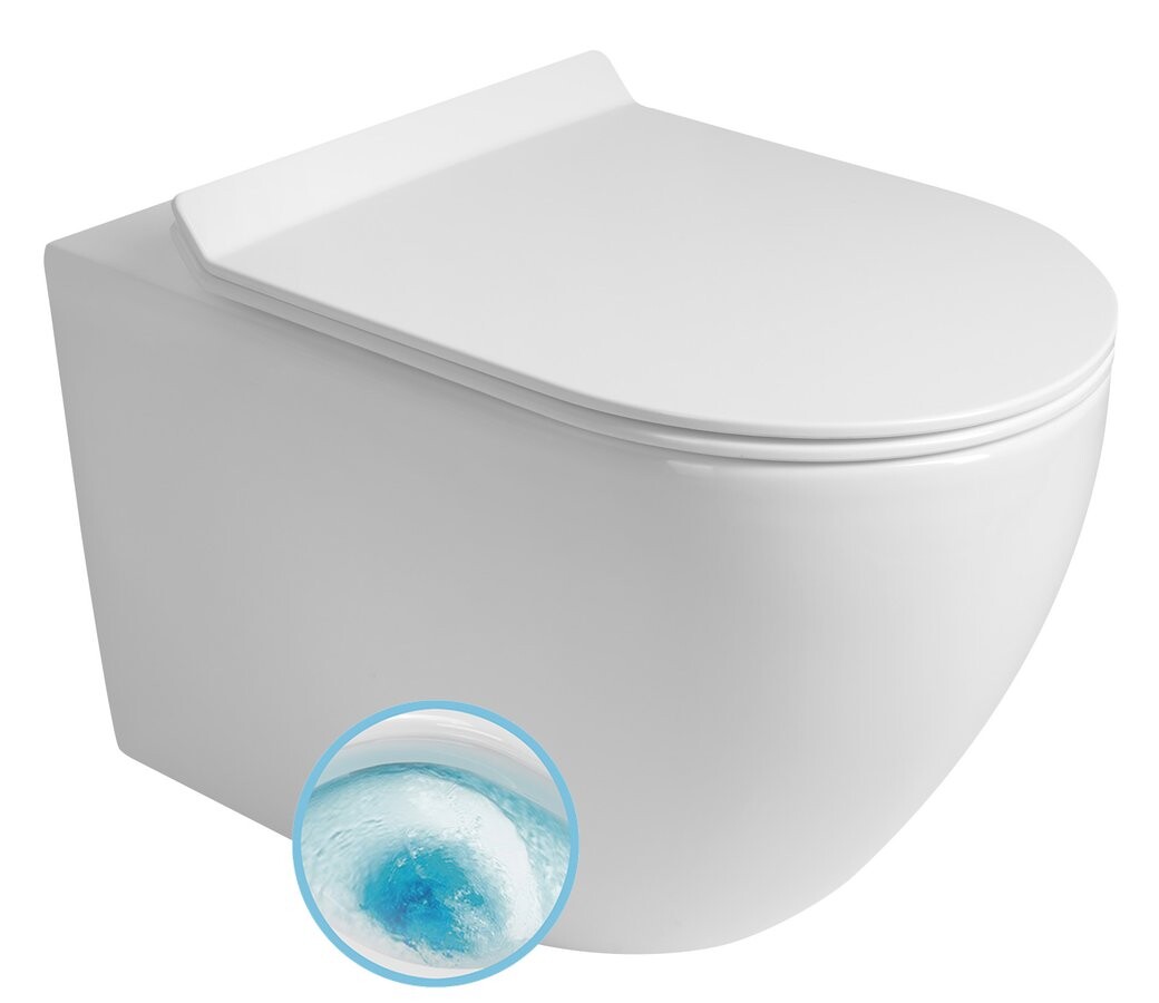 Aqualine CARLO závěsná WC mísa, Vortex Rimless, 36x53cm, bílá