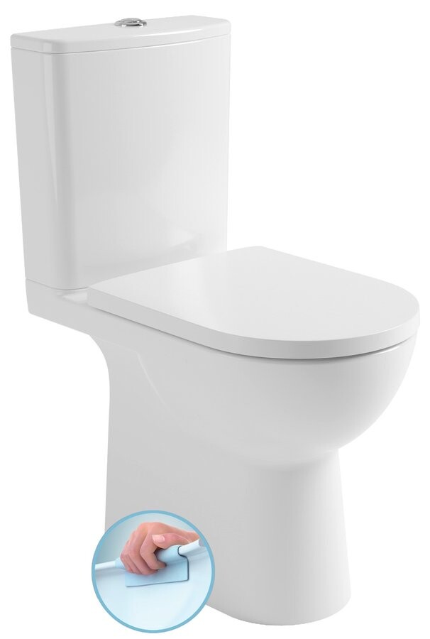 Aqualine TALAMO WC kombi, Rimless, spodní/zadní odpad, bílá