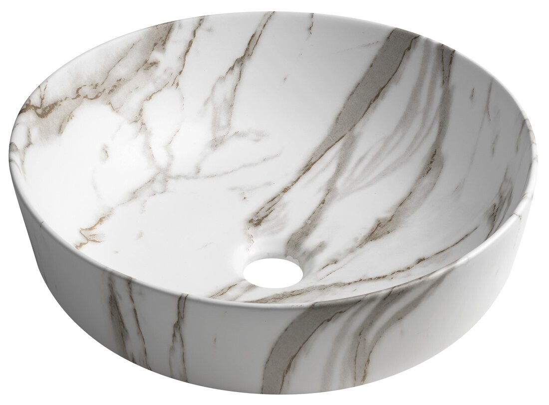 Sapho RONDEA keramické umyvadlo na desku Ø 41cm, bianco carrara