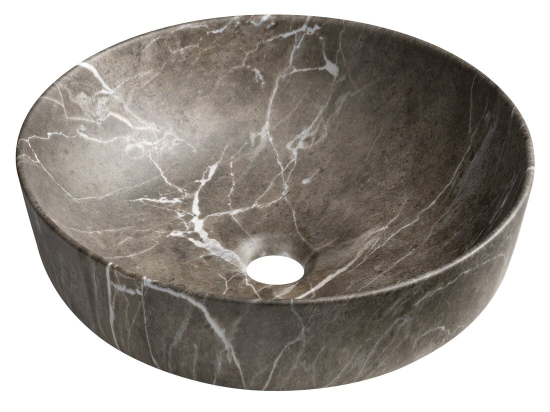 Sapho RONDEA keramické umyvadlo na desku Ø 41cm, breccia mramor