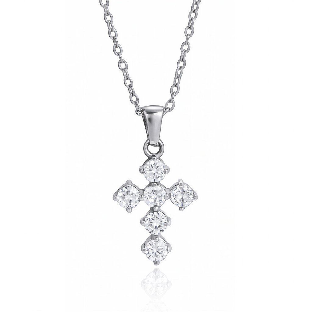 ELENYS Cross Radiant – náhrdelník z prémiové oceli Délka: 40+5 cm / max. 45 cm