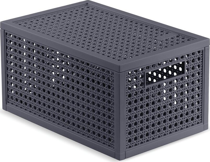 Tmavě šedý úložný box s víkem z recyklovaného plastu 19x30x15 cm Kaya – Curver