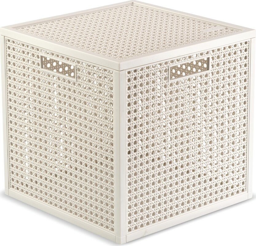 Krémový úložný box s víkem z recyklovaného plastu 28x28x28 cm Kaya Cube – Curver