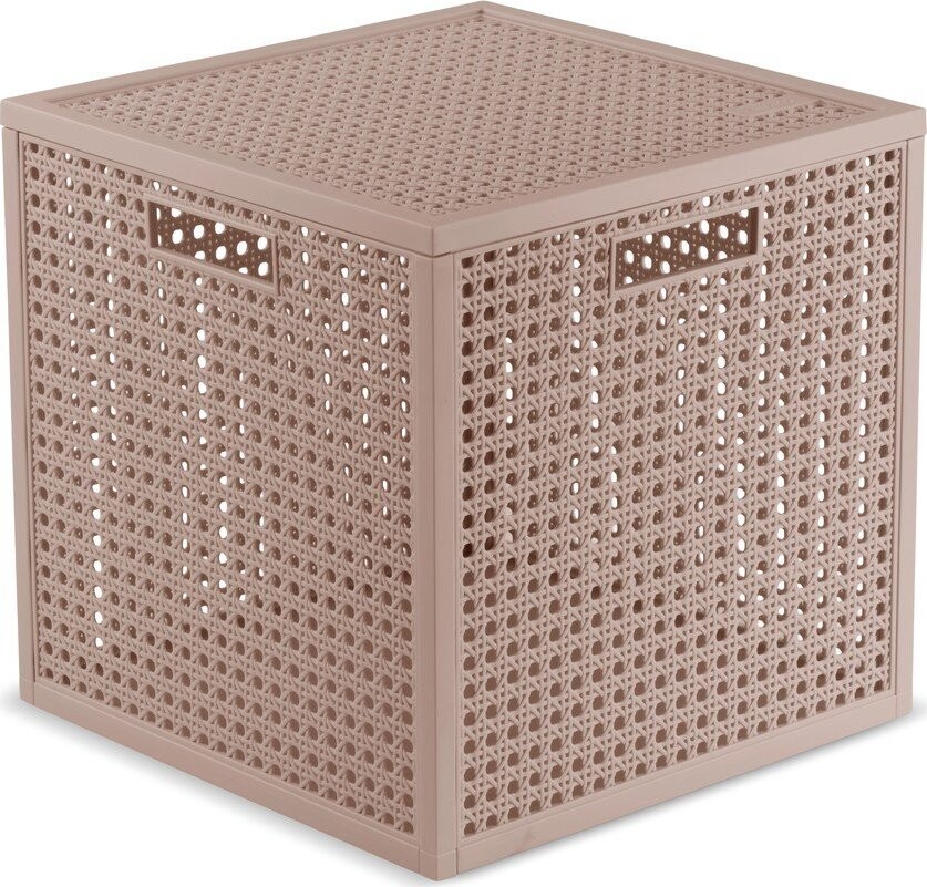 Starorůžový úložný box s víkem z recyklovaného plastu 28x28x28 cm Kaya Cube – Curver