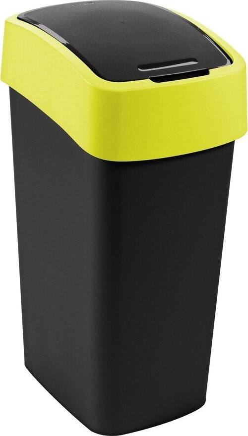 Žlutý/černý plastový odpadkový koš na tříděný odpad 45 l Flip Bin – Curver