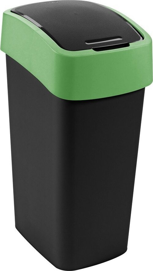 Zelený/černý plastový odpadkový koš na tříděný odpad 45 l Flip Bin – Curver
