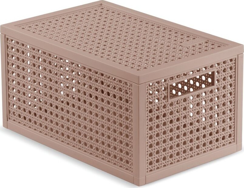 Starorůžový úložný box s víkem z recyklovaného plastu 19x30x15 cm Kaya – Curver