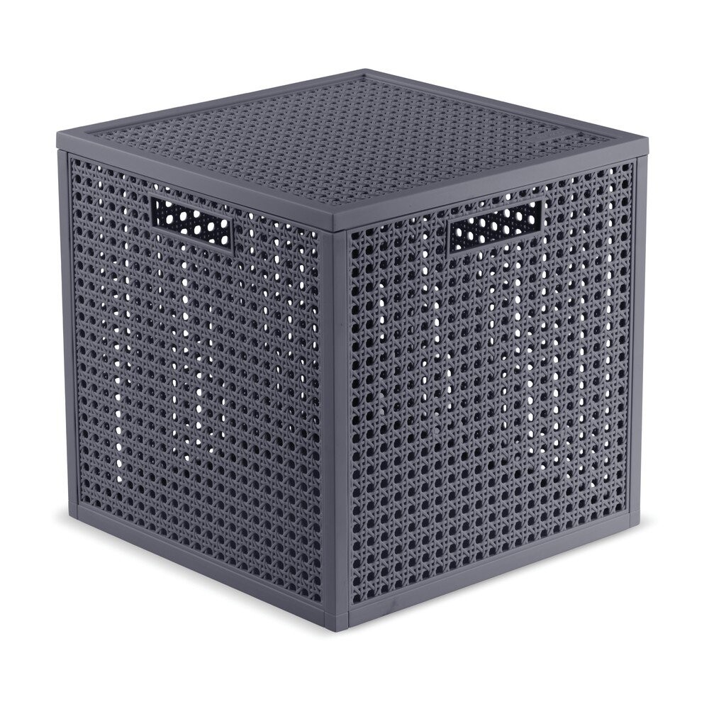 Tmavě šedý úložný box s víkem z recyklovaného plastu 28x28x28 cm Kaya Cube – Curver