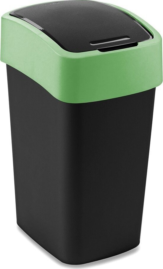 Zelený/černý plastový odpadkový koš na tříděný odpad 25 l Flip Bin – Curver