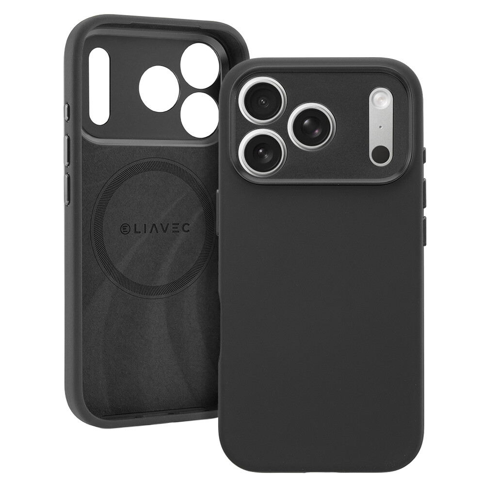 Kryt Liavec Silk Shield s kovovým rámečkem fotoaparátu pro Apple iPhone 17 Pro Max černý