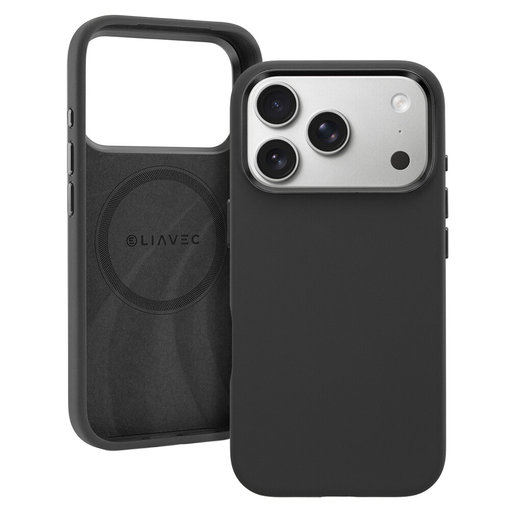 Silikonový kryt Liavec Silky s kovovým rámečkem fotoaparátu pro Apple iPhone 17 Pro černý
