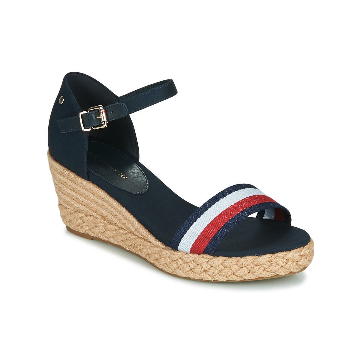 Tommy Hilfiger  SHIMMERY RIBBON MID WEDGE SANDAL  Modrá