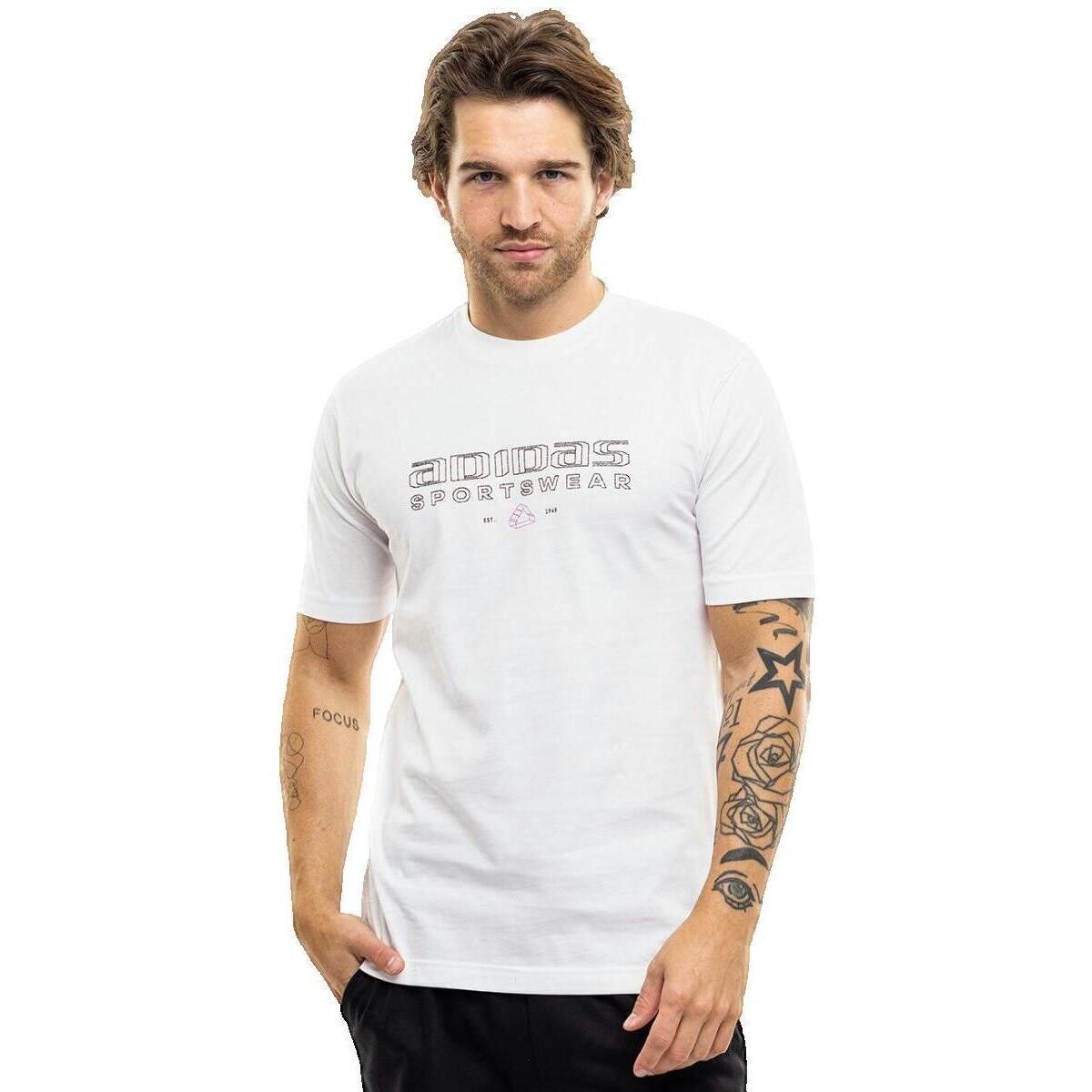 adidas  T-shirt  Tech Linear Graphic blanc  Bílá