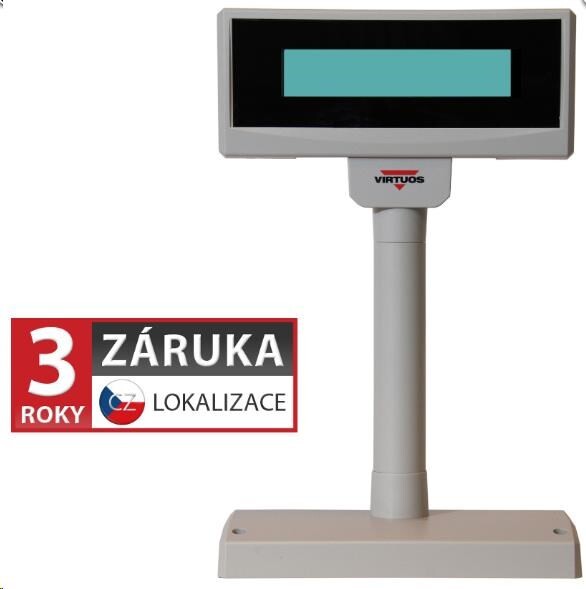 Virtuos zákaznický display FL-2024MW, 2 x 20 znaků 9mm, RS232, včetně napájení +12V