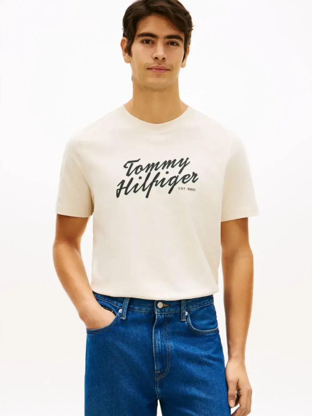 Tommy Hilfiger pánské béžové tričko MW0MW42385ACJ S