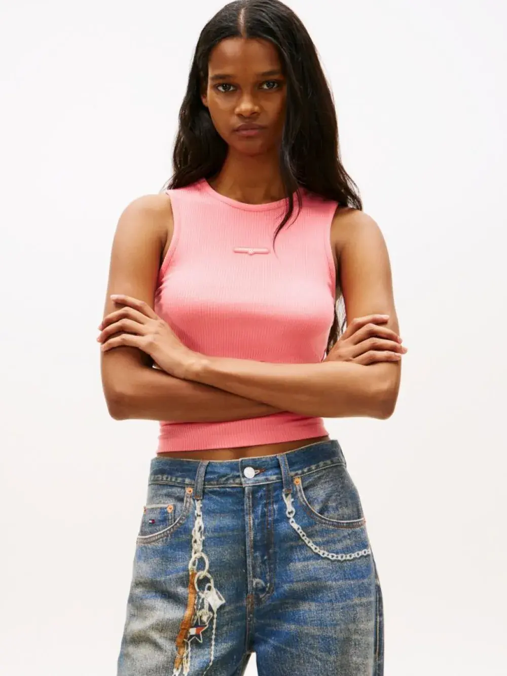 Tommy Jeans dámské růžové tílko DW0DW22282TIE XS