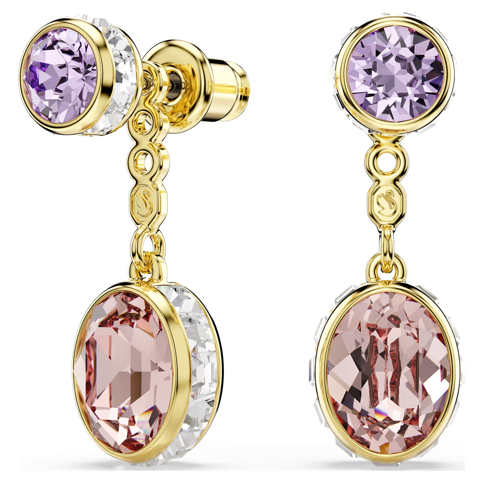 Swarovski Třpytivé pozlacené náušnice 2v1 Chroma 5738478