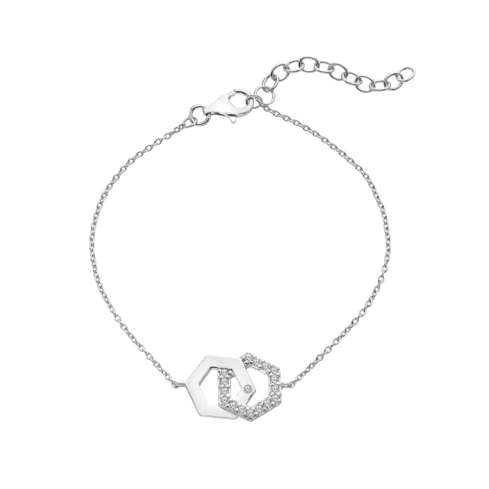 Hot Diamonds Stříbrný náramek s diamantem a topazy Hexagon DL719