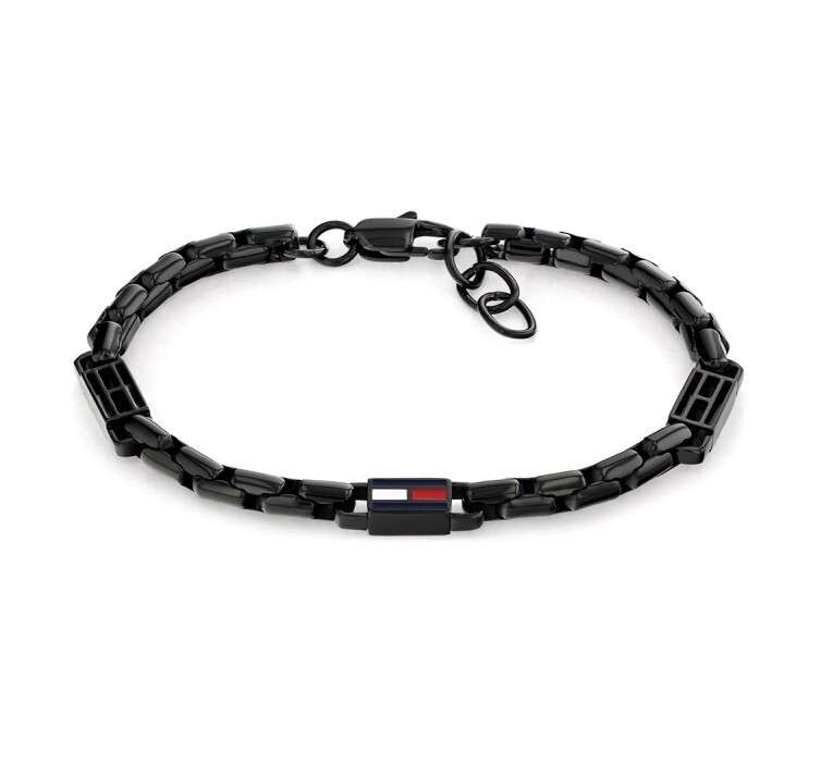 Tommy Hilfiger Moderní černý náramek 3D Flag Metal 2790676