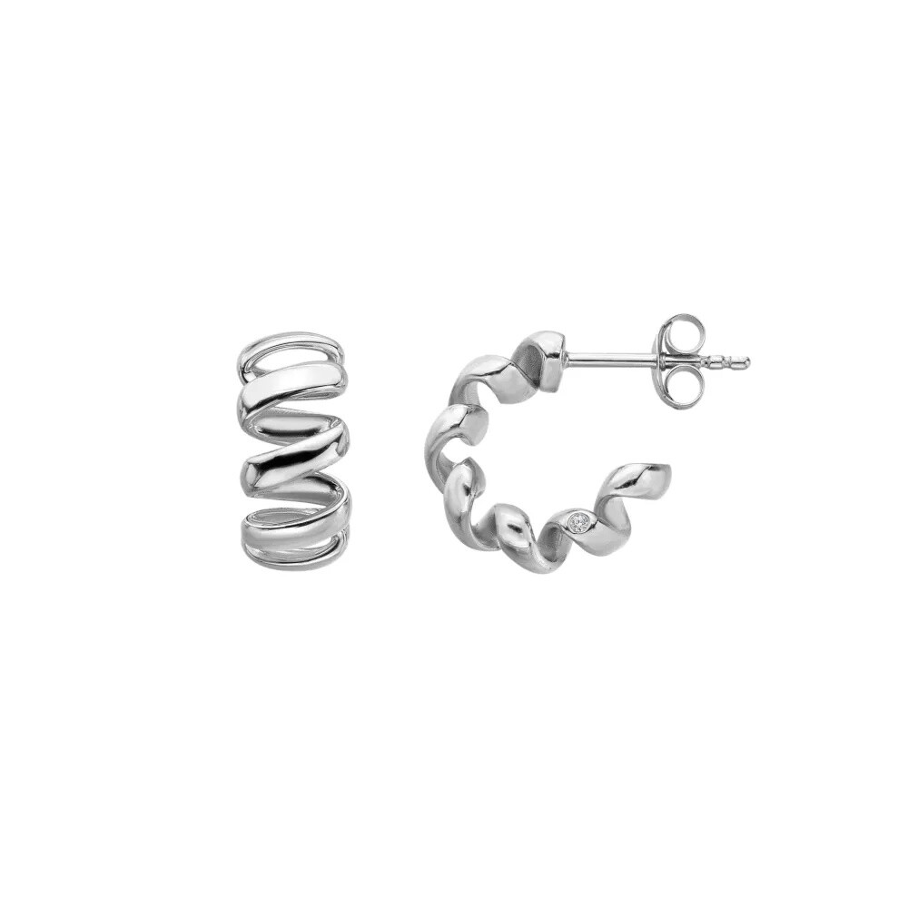 Hot Diamonds Designové stříbrné náušnice s diamanty Twist DE881