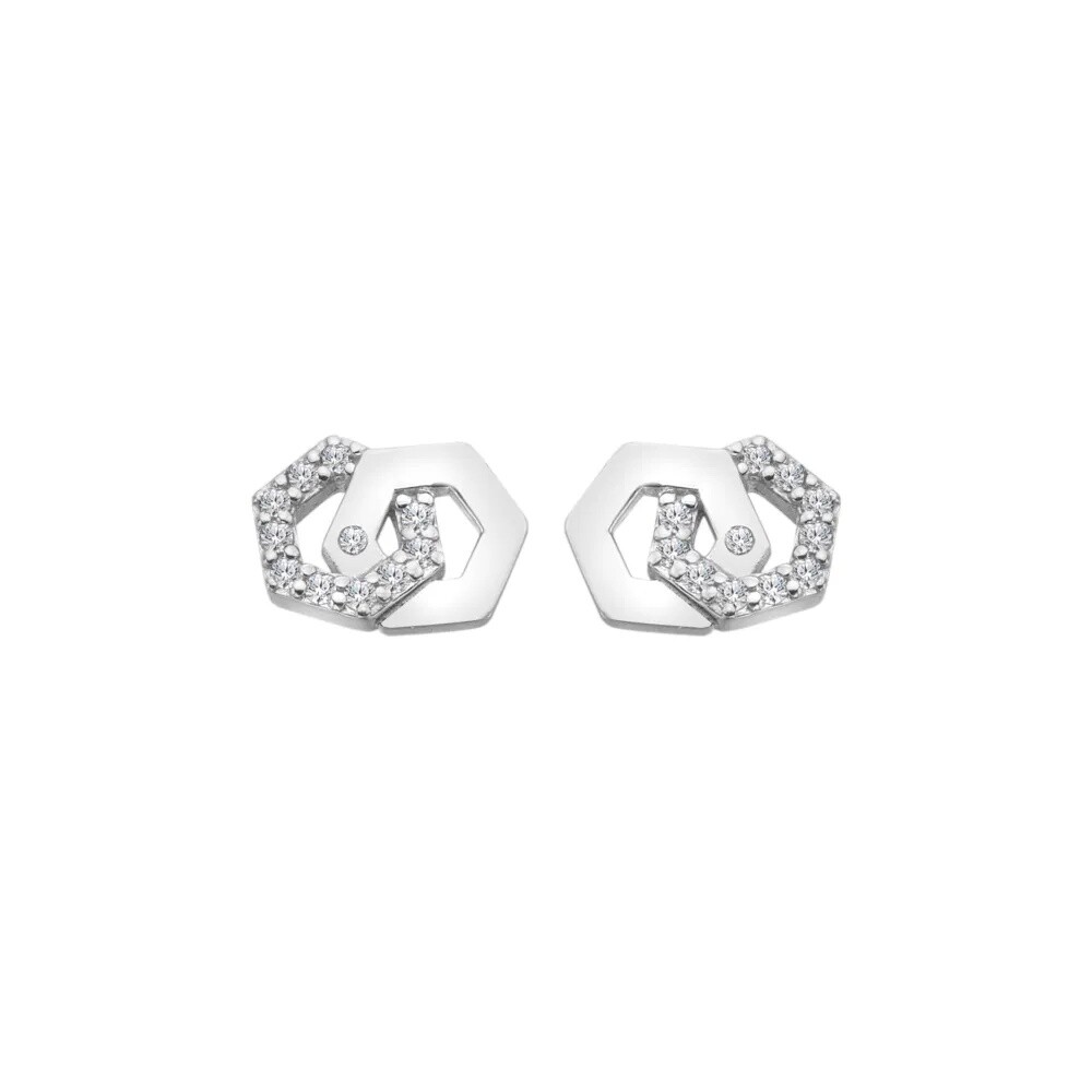 Hot Diamonds Stříbrné náušnice s diamantem a topazy Hexagon DE876