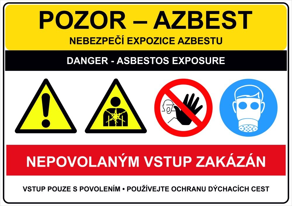 Pozor - Azbest Plast 297 x 420 mm (A3) tl. 1 mm