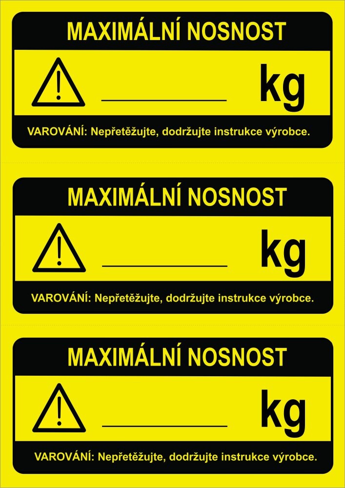 Nosnost regálu A4 samolepka – 3ks na A4 , velikost kusu: 297x70mm Kód: 27804