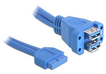 Delock kabel USB 3.0 pin konektor samice > 2 x USB 3.0-A samice