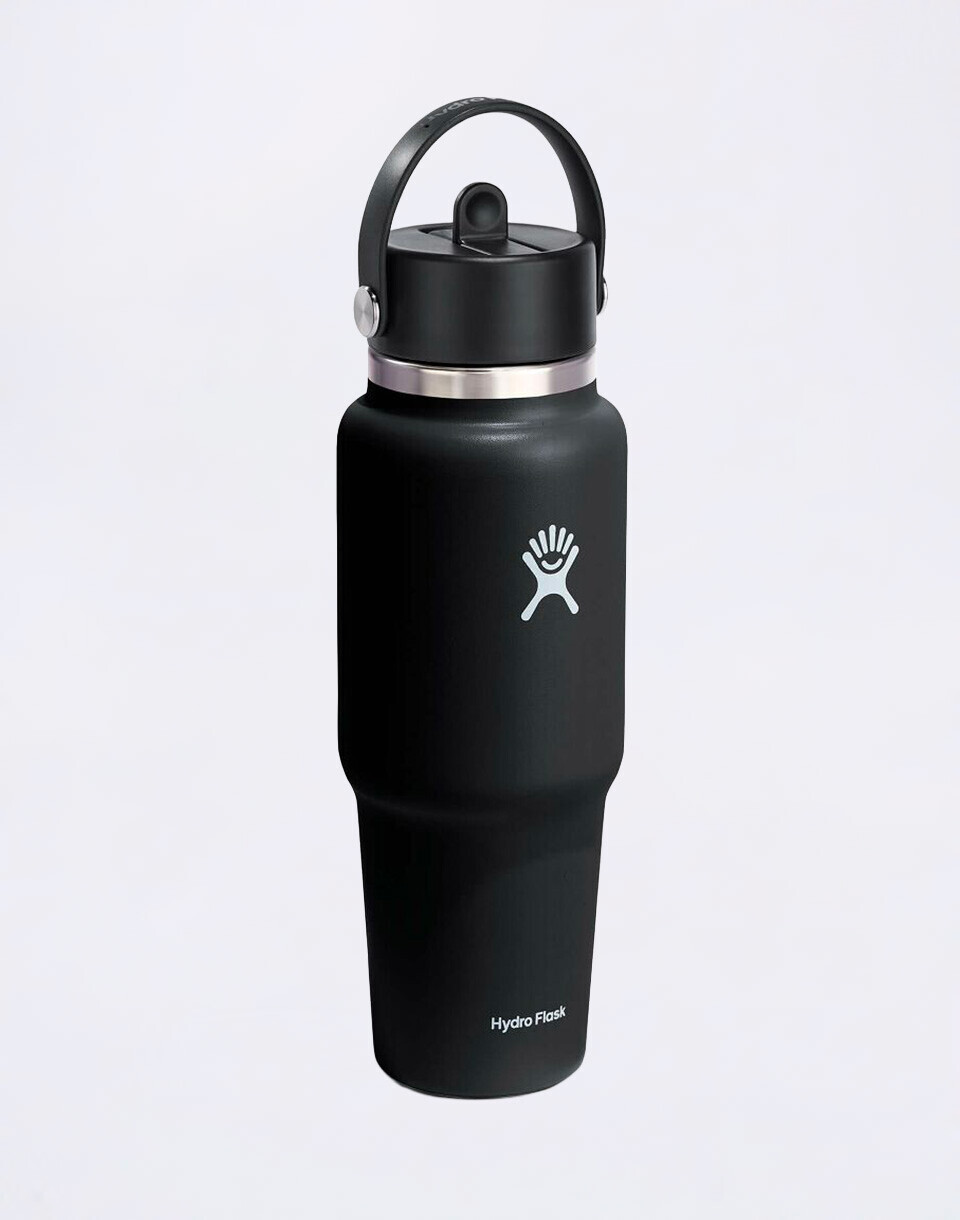 Hydro Flask Wide Mouth Travel Bottle with Flex Straw Cap (946 ml) Black