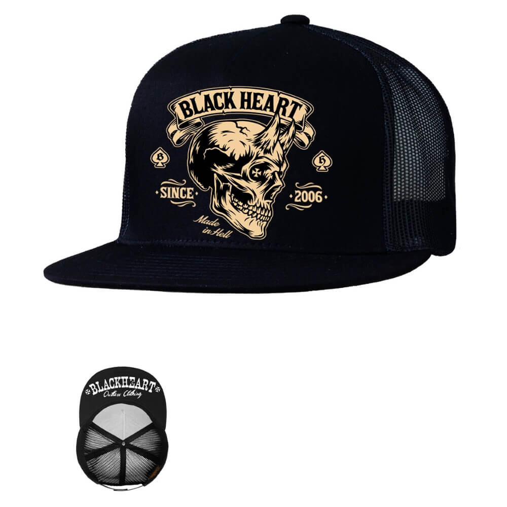 BLACK HEART Devil Skull Trucker BLK černá