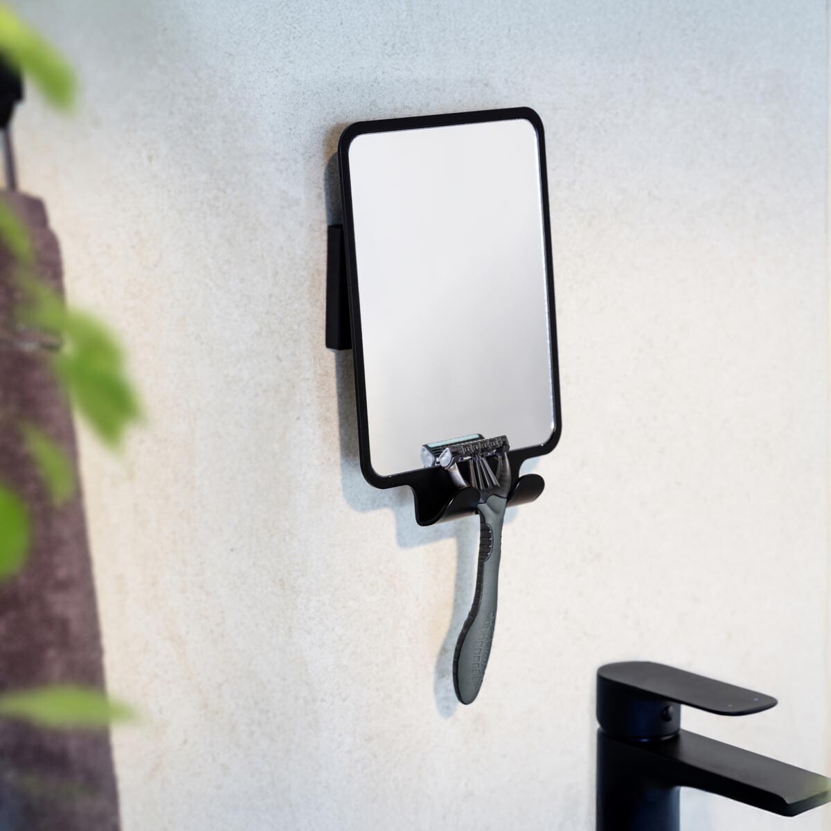 WENKO Vacuum-Loc® kosmetické zrcadlo Quadro, černé