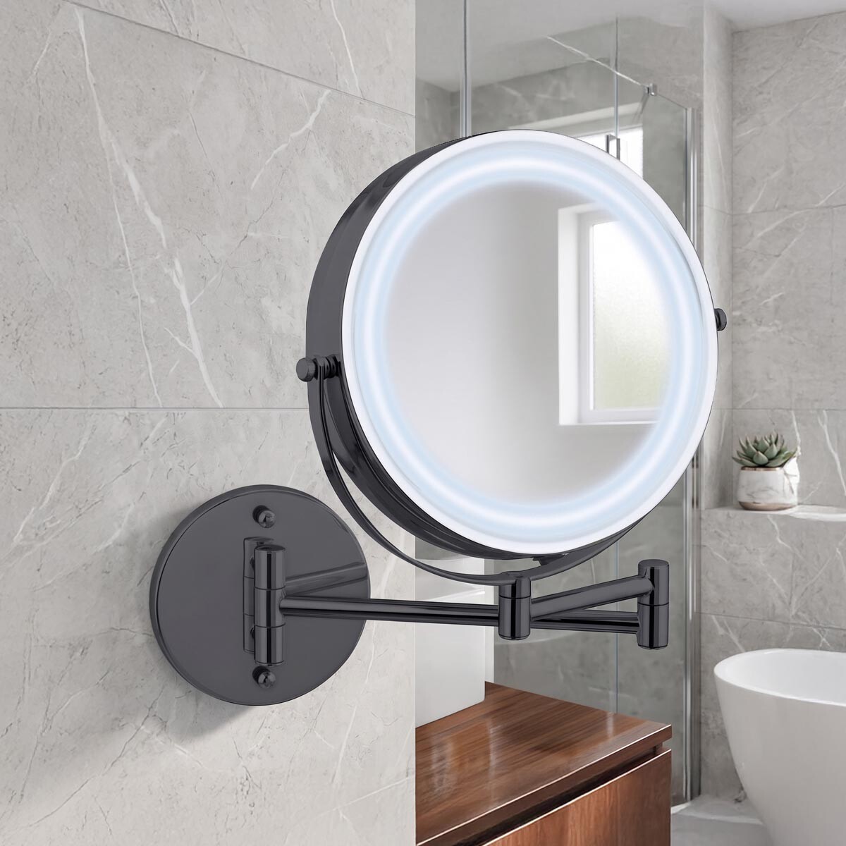 WENKO Power-Loc® LED kosmetické zrcadlo Lumi, černé