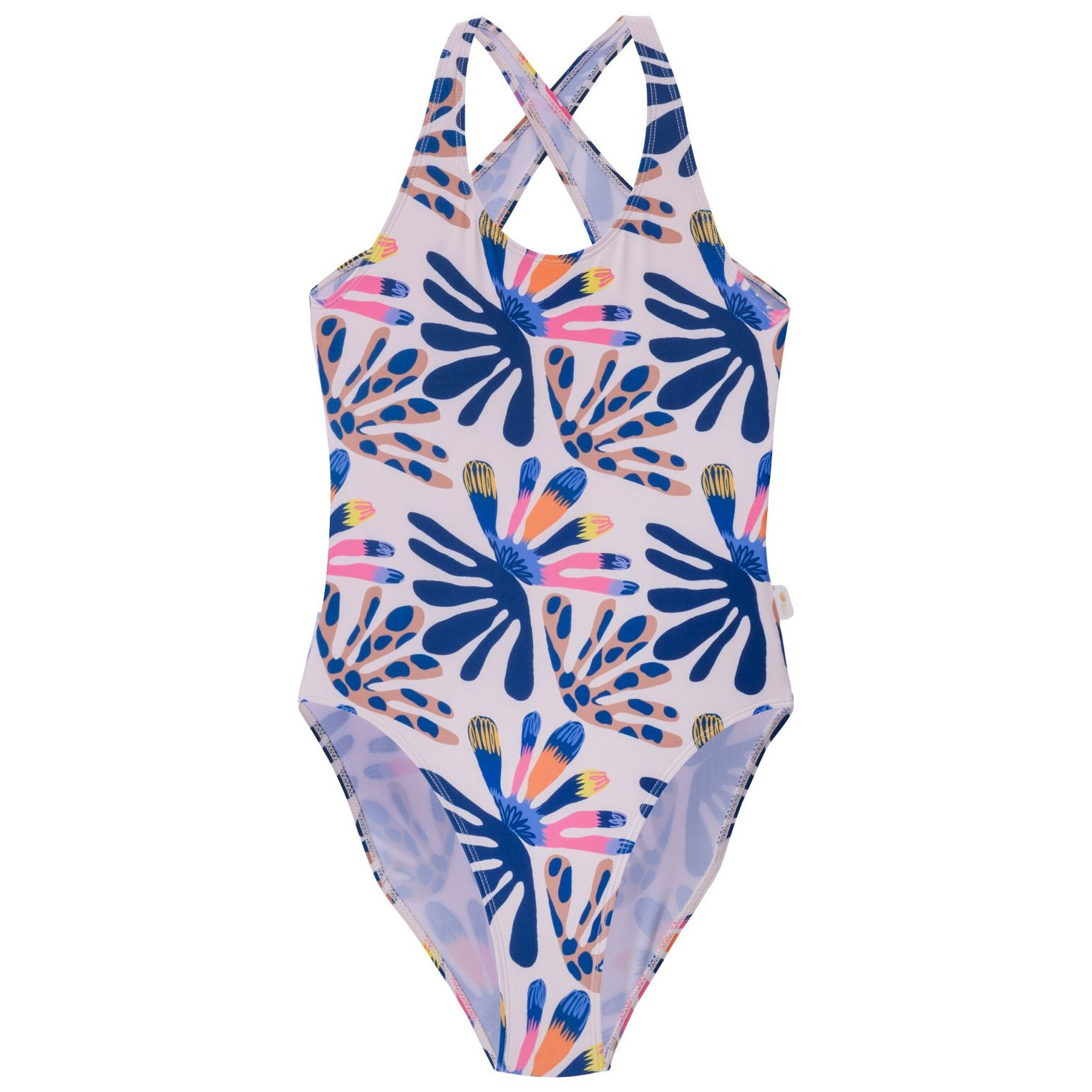Dětské plavky Aquawave Salava Jr - Summer Beige Flower Print Dětská velikost: 140 / Barva: bílá/modrá