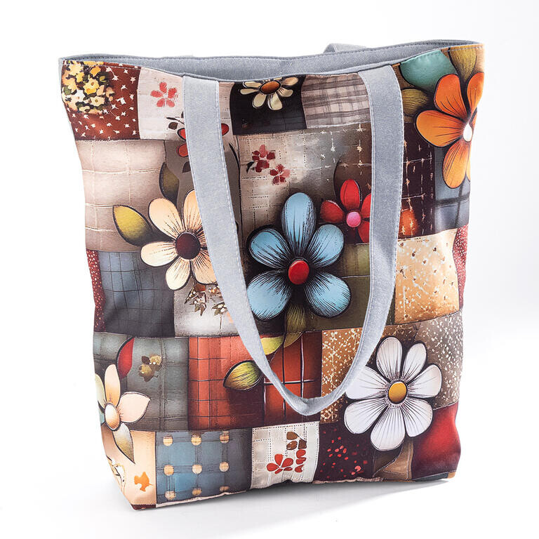 Dámská potištěná taška Patchwork květy