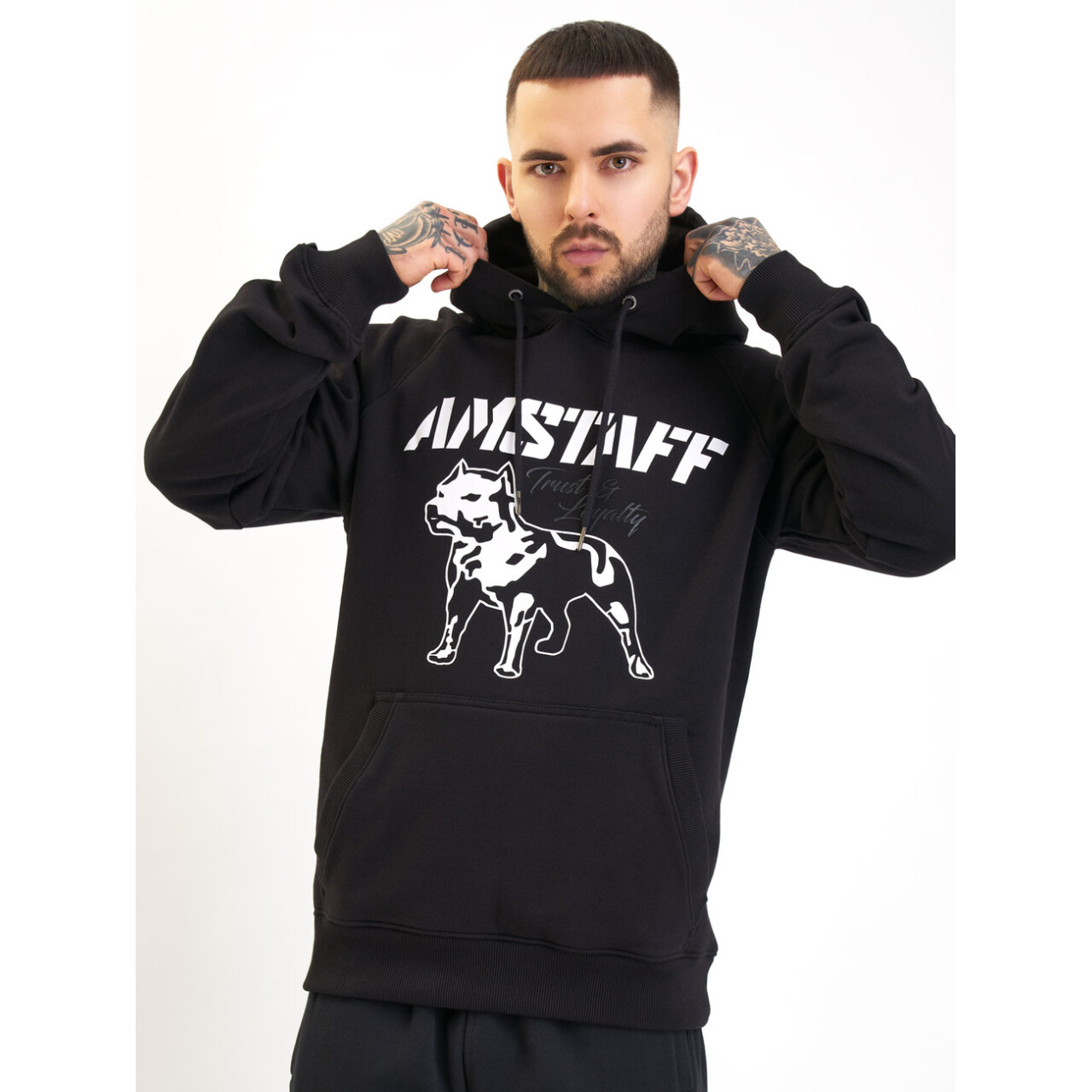 Mikina s kapucí Amstaff Logo 2.0 Hoodie - černá, L