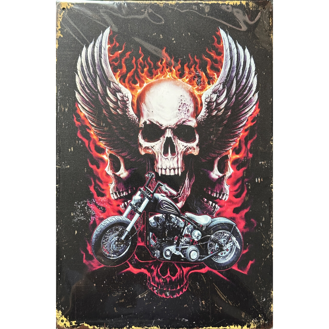 Cedule plechová Legal Life Fire Skull 30x20cm - barevná