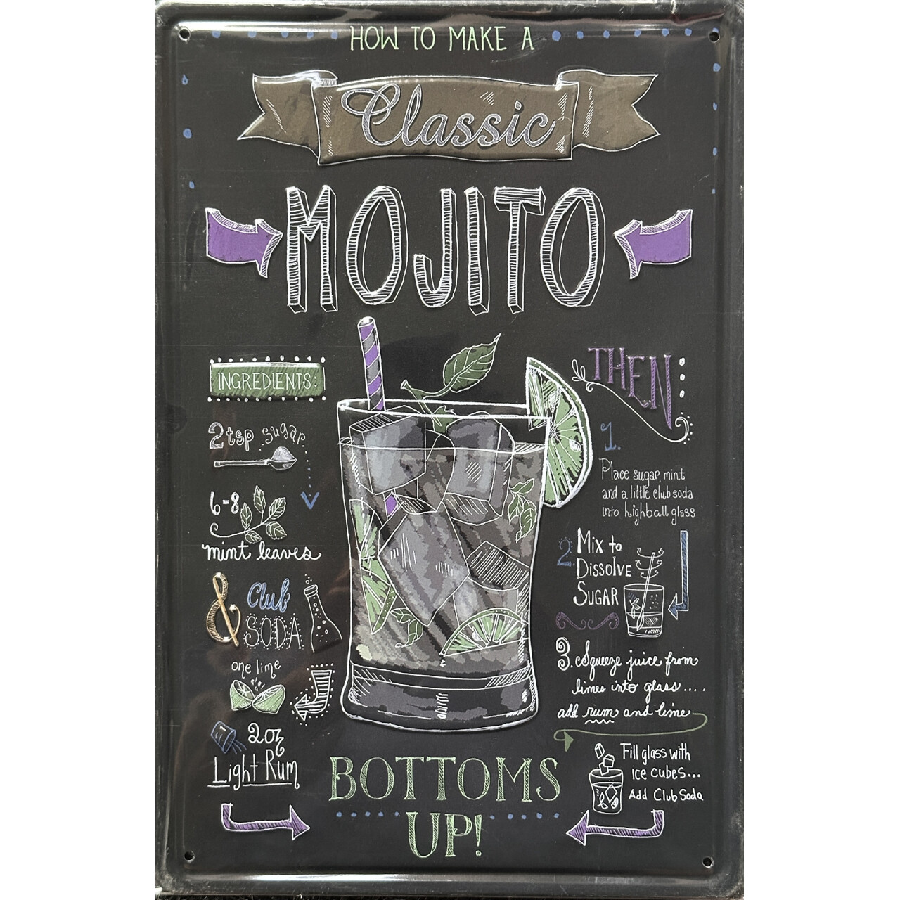 Cedule plechová Legal Life Mojito 30x20cm - barevná
